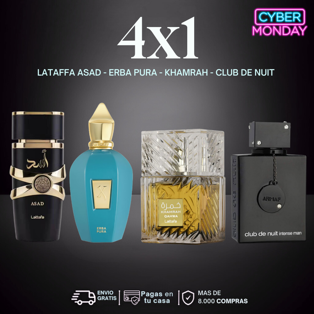 4X1 Lataffa Asad + Erba Pura + Khamrah + Club de Nuit