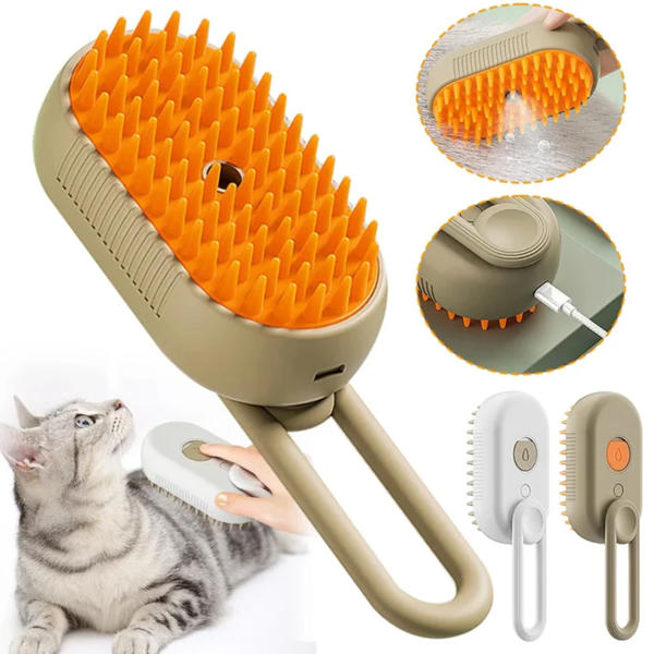 2x1 Cepillo Vaporizador para Mascotas Recargable – Ideal para Perros y Gatos